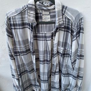 Gray Plaid Boyfriend Fit Flannel - American Eagle